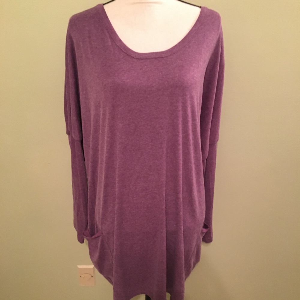 Misslook Purple Lightweight Knit Tunic with Pockets, Size Xlarge
